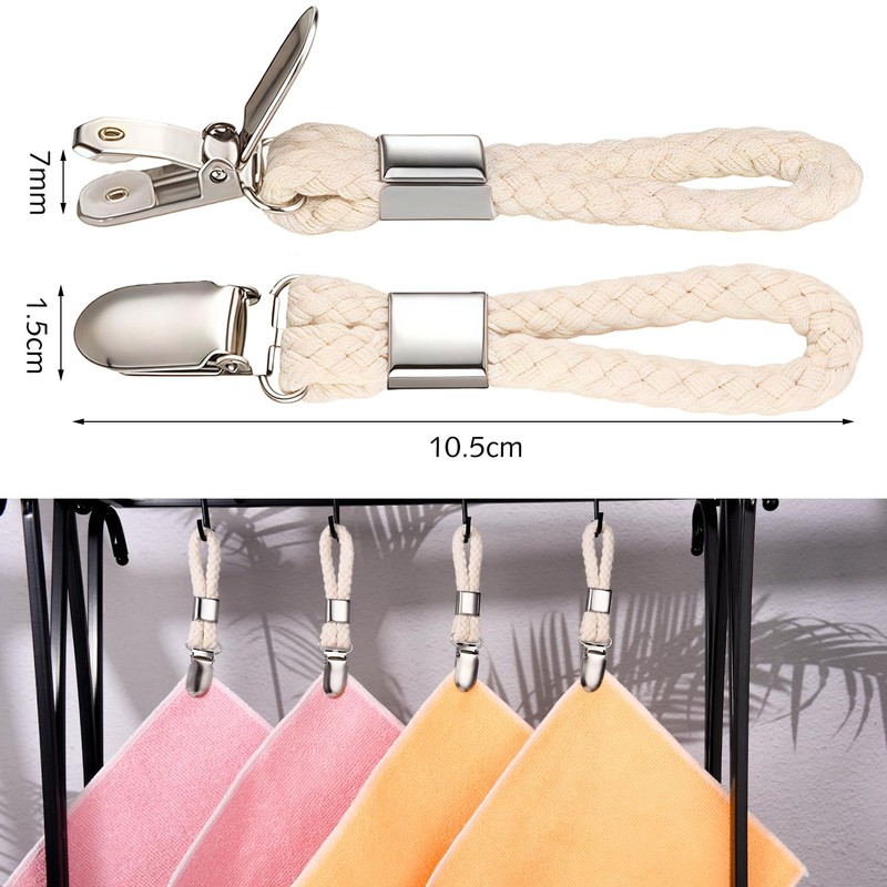 Ezranova Hanging Tea Towels Clip, 5 Pcs Brackets-Braided CottonTowel Clips