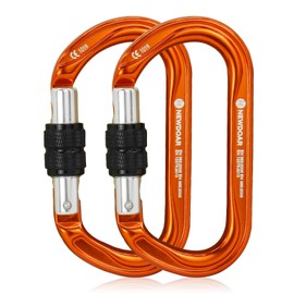 NewDoar 25KN CE&UIAA Certified Climbing Carabiner Professional O-Shaped Heavy Duty Carabiner Screwgate Locking Carabiner Clips for Rock Climbing,Rappelling,Rescue,Mountaineering(OG/Screwgate/2pcs)