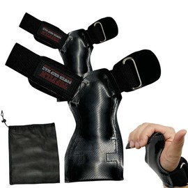 TOP FILM Power Grip, Muscle Training, Pull Ups, Rubber, Grip Assistance, Anti-Slip, Improved Strength, Abrasion Resistant, Unisex, Left & Right Set, Black, Rubber, Storage Bag Included