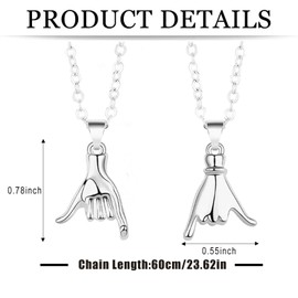 Pinky Promise Matching Necklaces for Couples, 2 Pcs Relationship Necklaces for Best Friend Boyfriend Soulmate Gifts Pull Hook Pendant Necklaces Him and Her Gifts