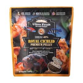 Ultra Fresh Cichlid Sinking Fish Food, Wild Sword Prawns, All Natural Ingredients, Carnivore Pellets for Large Cichlid and Tropical Fish, Royal Cichlid Premium Pellet 2.2 Pound