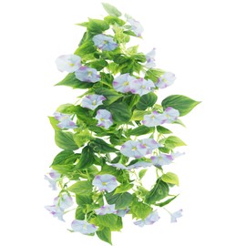 FERIAL Artificial Vines 15Feet Silk Flower Garland for Outdoors Blue Morning Glory Vine Artificial Flowers Hanging Plants Garland Fake Green Plant 2Pcs for Wall Fence Indoor Wedding Banquet Decor