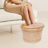 AngelcityCC Wood Foot Tub with Massager and lid, Solid Wood