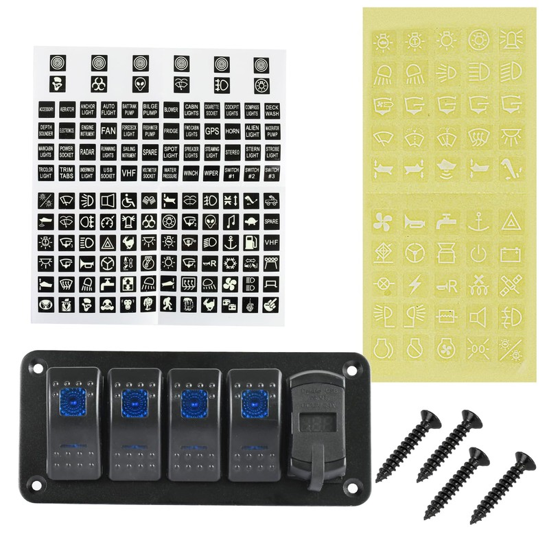 Chaoxinyizu Switch Panel, Waterproof Boat Switch, Car Boat, LED Voltmeter,
