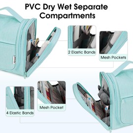 Large Hanging Toiletry Wash Bag Travel Makeup Cosmetic Organizer for Women (Mint Green)