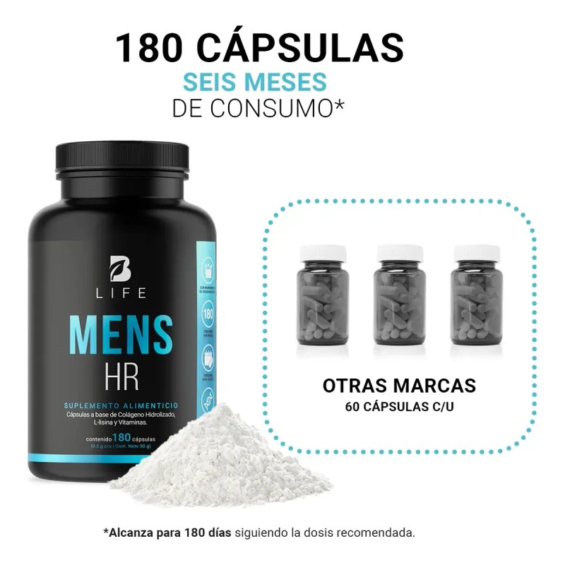 Vitaminas Cabello Barba Hombre 180 Cápsulas Life