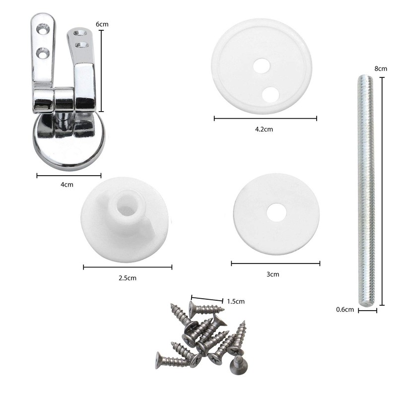 Toilet Seat Hinges Pair of Chrome Finished Replacement Hinges for