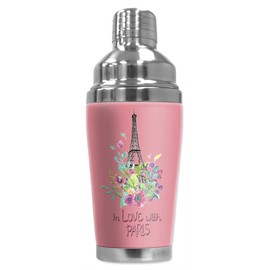 Mugzie 16 Ounce Stainless Steel Cocktail Shaker/Martini Shaker with Wetsuit Cover - In Love with Paris II