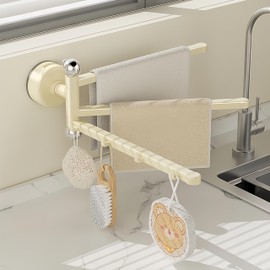 Suction Cup Swivel Kitchen Towel Bar Hanger Rack Kitchen Towel Dishcloth Holder Hooks Removable No Glue No Drilling