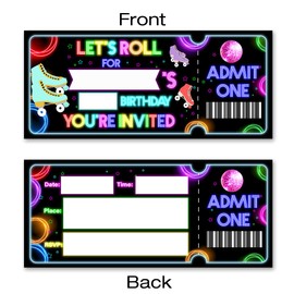 VAHATAN Roller Skating Birthday Party Invitations 20 Pack Roller Skating Ticket Invitations with Envelopes Invites Cards for Birthday Party