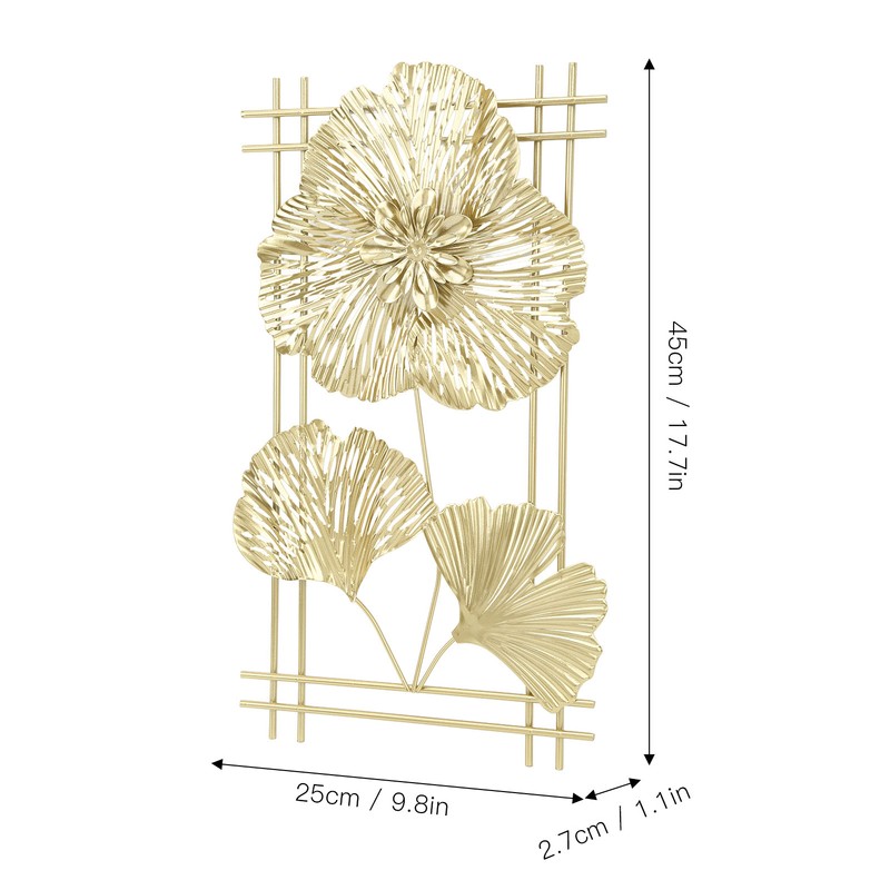 Ginkgo Leaf Wall Hanging Decor Metal Iron 3D Golden Ginkgo
