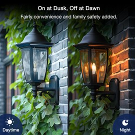 FLSNT Dusk to Dawn Outdoor Sensor LED Edison Bulbs, 4W (40W Eqv.), 450LM, B11 LED Candelabra Bulb E12 Base, Auto On/Off Photocell for Energy-Efficient, 2700K Soft White, 4 Pack