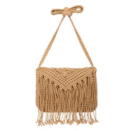 Jeesblsy Women's Handbag Summer Beach Bag Shoulder Bag Bohemian Straw Bag Retro Woven Shoulder Bag Purse Sack for Travel Leisure Holiday, brown
