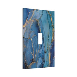 Blue Marble Modern Ombre Watercolor Ink Art 1 Gang Light Switch Cover Single Toggle Wall Plates Switchplate Covers Decorative for Kitchen Living Room Accessories Decor