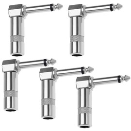 ECSiNG 5PCS 6.35mm 1/4" 90 Degree Right Angle Audio Plug Solder Jack Connector Adapter for Electric Guitar Mixer Loudspeaker Keyboard KTV Equipment