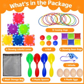 Vautvis Children's Outdoor Throwing Game, Light Up Throwing Games, Garden Games, Outdoor Games for Children from 3 4 5 6 7 8 9 10, Rings Throwing Game, Throwing Games for Outdoors, Outdoor Toy from 3