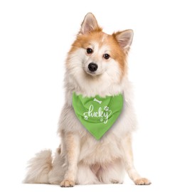 Lucky Dog Bandana, Light Green Dog Bandana, Pet Dog Triangle Scarf, Pet Scarf, Gift for Dog Lover, Pet Dog Scarf Accessories, Suitable for Girls or Boys Small and Medium Dogs Cats Pets (F33)