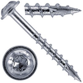 #7 x 1-1/2" Pocket Hole Torx/Star Head Screws COARSE Thread - 1 Pound - 168 Approx. Screw Count - Torx/Star Drive Pocket Hole Screws for Cabinetry, Furniture, etc. - T-20 Torx Screw Head