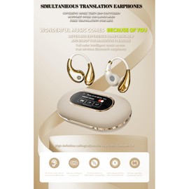 AI Translation Earbuds Real-time, Languages Translating Headphones OWS Open Ear Wireless Sport Earphones with Smart Touch Screen, 3-in-1 Translator Headsets Devices for Travel Business Learning