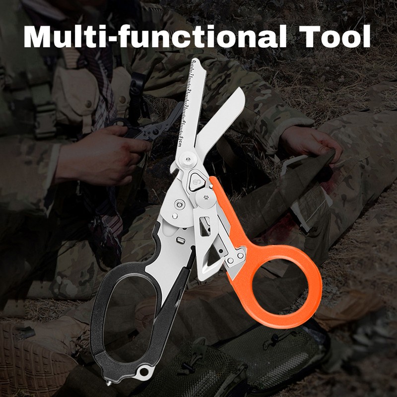 Paramedic Scissors with Compatible Holster 6 In 1 Multi-function Foldable