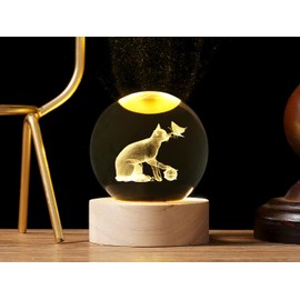 Sahoottie 3D Cat Crystal Ball Cat Paperweight Cat Gifts for Women Gifts for Cat Lovers Cat Ornaments Glass Ball Cat E