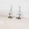 Black Cat Drop Dangle Earrings 925 Sterling Silver Lever Back