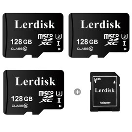 Lerdisk - Paquete de 3 tarjetas micro SD (128GX3)