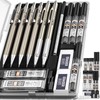Nicpro 6PCS Metal Mechanical Pencils Set, Propelling Drafting Pencil 0.3