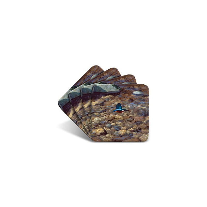 Kingfisher River Drinks Coasters by Wildlife Artist Julian Friers -