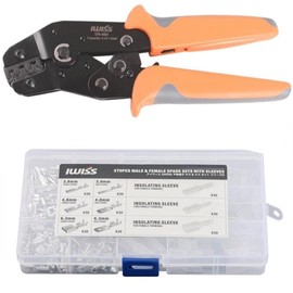 IWISS SN-48B + 270KIT Flat Terminal Sleeves, Male/Female, Total of 270 Points, For Wiring Work, Open Parallel Terminals, Simultaneous Crimping Pliers