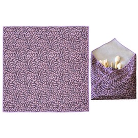 Self-Adhesive Magic Cloth,Portable Cosmetic Bag,Multi Purpose Reusable Travel Storage Bag,Camera Lens Protector,Protective Cover Laptop Sleeve,Folding,Washable(21.7" X 21.7",Purple Leopard Print)