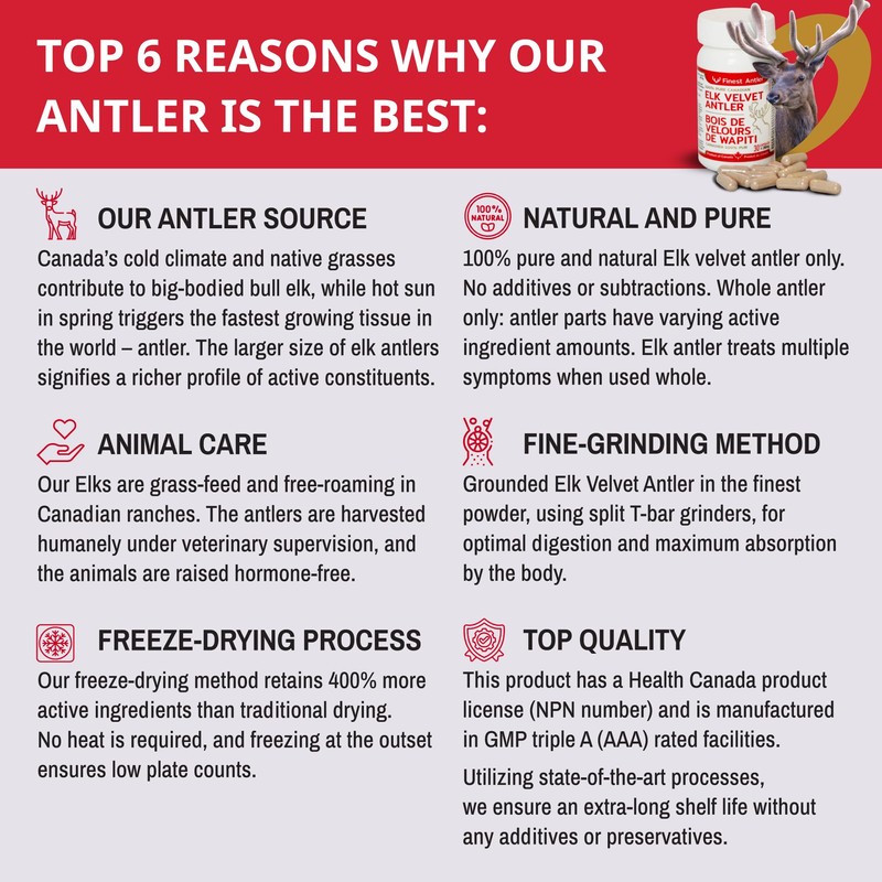 Velvet Antler, 100% Pure with No Additives, Freeze-Dried, Finely Grinded,