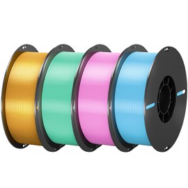 PLA Filament Combo 1.75mm 4 Rolls per 1kg Spool (8.8lbs) 3D Printer Filament Dimensional Accuracy +/- 0.02mm, Suitable for Most FDM 3D Printers (Gold/Light Cyan/Light Pink/Light Blue)