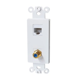 BUPLDET Coax CAT6 Wall Plate Insert - Ethernet Coaxial Insert Wall Jack Insert Cover Plate Female to Female for Midsize/Oversize Wallplate - White