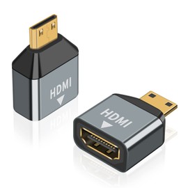 Poyiccot HDMI Mini HDMI Adapter 4K, Mini HDMI to HDMI Adapter (Mini HDMI Type C Male to Type A Female) HDMI 2.0 4K@60Hz High Speed Extension Relay Mini HDMI Converter Adapter (Set of 2)