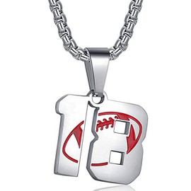 Rehoboth American Football Rugby Jersey Number 18 Cross Pendant Necklace for Women Men 24 (22+2) Inch Adjustable Stainless Steel Chain
