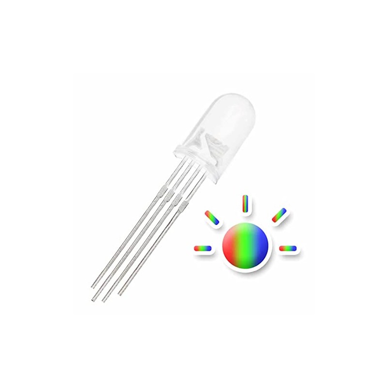 5MM RGB Diffused Lens LED Diode Common Anode - Pack