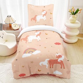 HOMHOMHA Unicorn Bed Linen 155 x 220 cm Girls - with 80 x 80 cm Pillowcase Soft Duvet Cover