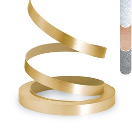 ZYJT Gold Edge Banding, 7/8" x 25ft Brushed Aluminum Edge Banding PVC Aluminum Edge Trim for Cabinet Repair Furniture Restoration