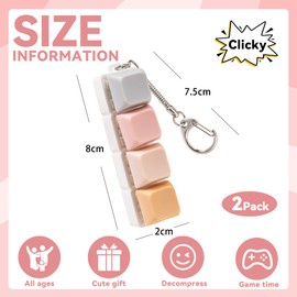 2 Pcs Keyboard Fidget Toy, Office Fidget Toys for Desk, 4 Keys Decompression Clicker Keyboard Fidget for Adul Stress Relief Pass Time