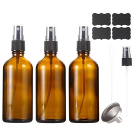 ALIFEIA 3.4oz Amber Glass Spray Bottles,Empty Fine Mist Refillable Travel Spray Bottle for Cleaning,Perfume,Aromatherapy,Cosmetic Sprays,Hair,Essential Oils with Fine Mist Dispenser（3 Pack）