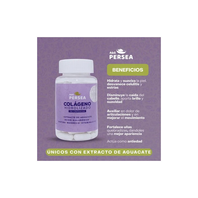 Persea Capsulas Colageno Biotina Magnesio Extracto Aguacate Vitamina Sabor