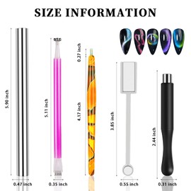 WOKOTO 5Pcs Nail Magnet For Cat Eye Nails Gel Polish Magnets Wand For Cat Eye Magnet Nail Art Tools 3D Gradient Design Magnetic Sticks Tools For Women Nails Magnets For Magnetic Nail Polish Magnet