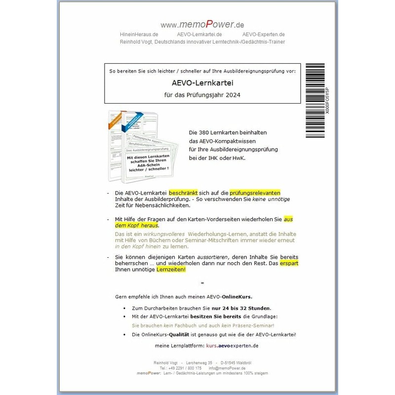 AEVO Flashcard File (380 Flashcards) - Compact Knowledge for Training