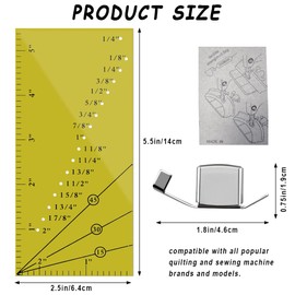 AYWFEY Yellow Clear Seam Allowance Ruler and 2 Pack Magnetic Seam Guide for Sewing Machine, Straight Line Hems Sewing Ruler Seam Guide Ruler for Sewing Gauge on Quilts, Apparel and Caps