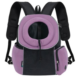 PetAmi Dog Front Carrier Backpack, Extra Ventilated Adjustable Pet Cat Chest Carrier Backpack, Small Dog Carrier for Hiking Camping Travel, Medium Dog Puppy Large Cat Carrying Bag, Max 14 lbs, Purple