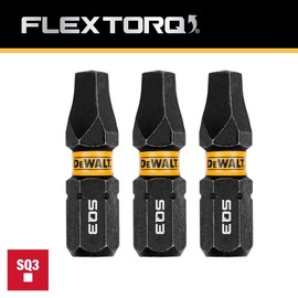 DEWALT FLEXTORQ Square #3 Bits 3Pk, Robertson 1/4 x 1in for Impact Drivers & Drills, Hex Shank (DWAF1SQ3IR3)