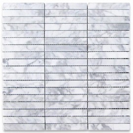 Stone Center Online Carrara White Marble 5/8x4 Rectangular Stacked Mosaic Tile Polished Kitchen Bath Wall Floor Backsplash Shower (1 Sheet)