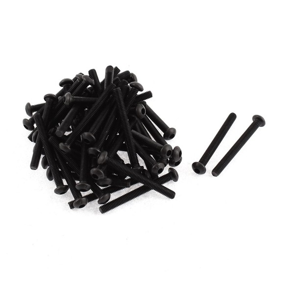 uxcell 50pcs M3x28mm Thread 10.9 Alloy Steel Button Head Hex