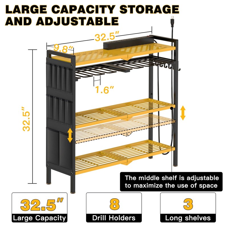 NattyDot Large Power Tool Organizer Cart with Charging Station 8